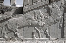 Persepolis Relief Stierkampf mit Loewe